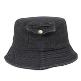 Bonnyshow Korean Denim Bucket Hat for Women Vintage Solid Color Fisherman Cap Summer Outdoor Travel Girls Panama Sun Hats