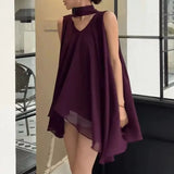 Bonnyshow  Summer French Pleated V-Neck Sleeveless Shirt With Hanging Tops Korean Fashion Elegant Solid Blouse Stylish Casual Party Shirt