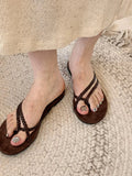 Bonnyshow  Weave Flip Flops Women Slippers Summer Beach Casual Flats Sandals Female Elegant Soft Comfortable Slides Ladies Shoes New 2025