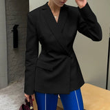 Bonnyshow Sexy Backless Suit Jacket Women's V-Neck Long Sleeve Fashion Slim Temperament Blazer Autumn And Winter Suitcase