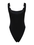Bonnyshow  Simple Solid Skinny Metal Halter Bodysuits Sexy Summer Ruched Hottie Fashion Backless Rompers