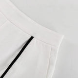 Bonnyshow  Contrast Vest Suit Womrn's Cross O Neck Sleeveless Top Loose Trousers Female 2025 Fashion Casual Pants Two Pieces Set