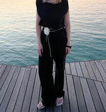 Bonnyshow  New Cotton and Linen Set for Spring and Summer 2025 Is Elegant Featuring A Sleeveless Vest and Wide-leg Trousers A Two-piece Set
