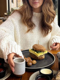Bonnyshow  Autumn Solid Long Sleeve Sweater Women 2025 New Round Neck Knitted Pullover Sweaters Streetwear Casual Simple Fashion Jumpers