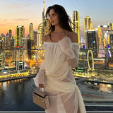 Bonnyshow  Sexy See Through Lace Women Dress Party Long Flare Sleeve Slash Neck Split Female Dresses 2025 Spring Summer Club Lady Robe