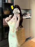 Bonnyshow  Sexy Bodycon Mermaid Dress Summer Fashion Strap Runway Party Robe Women Long Vestidos 2025 New