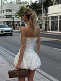 Bonnyshow  Women's Tube Dresses Elegant Evening Party Strapless Bodycon Mini Bud Dress Chic Summer Lady Street High Waist Vestidos