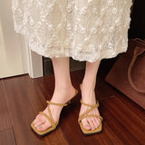 Bonnyshow  Women High Heel Sandals Summer Casual Female Shoes Woman Square Heel Open Toe Ankle Strap Ladies Sandalias Wedge Shoe 2025 New