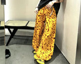 Bonnyshow  Vintage Printing Leopard Wide Leg Pants Women Bottoms Street Casual Fashion Senior Sense Straight Be All-Match Trousers