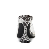 Bonnyshow  New Serpentine Slippers Woman Cozy Cup Heel PVC Transparent Sexy Square Open Toe Party Sandals Slides Shoes