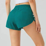 Bonnyshow    Brighter Color Women Yoga Sports Shorts With Liner 3" Side Zipper Pockeks Running Gym Exercise Workout training Shorts