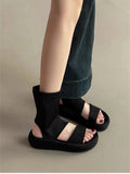 Bonnyshow  Spring Autumn Clip Toe Women Sandals Fashion Platform Thick Bottom Shoes Ladies Slip On Sandalias Booties