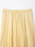 Bonnyshow  Solid Color Folds Long Skirt Women Summer New High Elastic Waist Chic Elegant A-line Faldas Streetwear Fashion Casual Midi Skirt