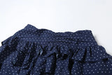 Bonnyshow  Low-Neck Polka Dots Women Two-Piece Set Halter Sleeveless Backless Mini Top+Multi-Layered Ruffles Sweet Bottoms Suits