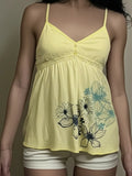 Bonnyshow  Fashion Floral Prints Sweet Ruched Women Camisole Tops Summer Chic Design V-Neck Blouses