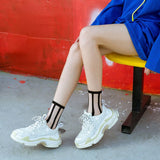 Bonnyshow 5 pairsFashion Kawaii Women Socks Sexy Lace Mesh Fishnet Socks Mixed Transparent Stretch Elasticity Ankle Net Yarn Thin Sox