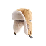 Bonnyshow Fluffy Fur Bomber Hat for Women Men Winter Thick Warm Plush Ushanka Cap Outdoor Windproof Ski Cycling Caps with Earmuff