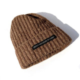Bonnyshow Korean Letter Knitted Beanie Cap Women Solid Color Woolen Crochet Hat Autumn Winter Thicken Warm Slouchy Baggy Hats