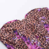 Bonnyshow  Floral Leopard Print Mini Skirt Set Backless Strapless Top Y2K Chic Two-Piece Outfit For Women Summer Casual Beachwear