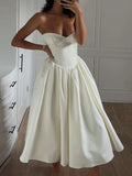 Bonnyshow  Sweet Women Dress Elegant Style Y2K Sexy Cleavage Chest Wrap Backless Loose Ruffles Gown Girl Prom Trend Long Bodycon