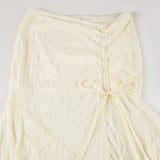 Bonnyshow  Fashion High Slit Drawstring Irregular Skirt Women Y2K Street Style Lace Sexy Long Skirt Summer Holiday Style Outfits