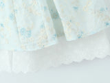 Bonnyshow  Sweet Girl Lace Spliced Embroidery Printed Dress Women Vintage Puff Sleeve V Neck A-line Mini Summer Dresses Holiday Robe