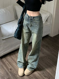 Bonnyshow Y2k Baggy Wide Leg Jeans Women Vintage Streetwear Washed Denim Pants Grunge Basic Slouchy Blue Trousers Femme Spring