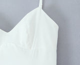 Bonnyshow  Sexy Spaghetti Straps Elegant White Dress Women Lace Up Bandage Back V Neck A-line Evening Party Dresses Midi Robe