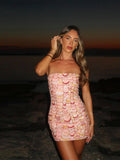 Bonnyshow  Sexy Sequins Tube Mini Dresses Women Vintage Glitter Sleeveless Slim Holiday Dress Female 2025 Summer Chic Street Party Beach