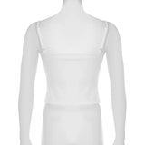 Bonnyshow  Lace Button Sexy Camisole Slim Y2K Summer Crop Top Women Retract Your Waist Vest Hot Chic Sweet Casual Tops