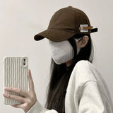 Bonnyshow Retro Baseball Cap for Women Men Hip Hop Letter Leather Label Snapback Hat Summer Solid Color Cotton Casual Couple Peaked Hats