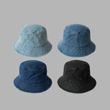 Bonnyshow Retro Denim Bucket Hat for Women Solid Color Foldable Fisherman Cap Summer Outdoor Wide Brim Panama Sun Hats Gorras