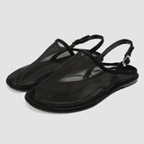 Bonnyshow  Black  Mesh Sandals Women Round Toe Low Heels Mules Breathable Casual Flat Shoes Buckle Strap Slippers Fashion Ladies Pumps