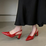 Bonnyshow  Fashion Summer Sexy Pointed Toe Chunky Heels Sandals Women Elegant Party Wedding Casual Slingback Mules Versatile Pumps Shoes