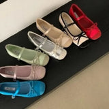 Bonnyshow  Women Flat Shoes Fashion Round Toe Shallow Slip On Ladies Soft Ladies Mary Jane Ballerinas Flat Heel Casual Ballet Sho