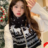 Bonnyshow Santa Claus Knitted Red Scarf Women's Autumn And Winter Warm Korean Version Student Versatile New Year Gift Scarf Couple
