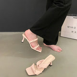 Bonnyshow  Designer Summer Women Open Toe Slippers Fashion Comfort High Heel Party Dress Slides Shoes