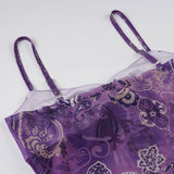 Bonnyshow  Ruffly Slim Fit Spliced Flora Prints Fashion Women Camisole Tops Summer Simple Causal Blouses