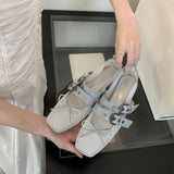 Bonnyshow  Summer Designer Mesh Women Ballet Shoes Fashion Butterfly-Knot Shoes SQUARE BUCKLE Beach Roman Sandals