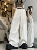 Bonnyshow Y2K Vintage Khaki Baggy Jeans Women Korean Style Basic Denim Pants Female Oversized Harajuku Retro Wide Leg Trousers