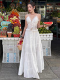 Bonnyshow  Sweet Lace 2-Piece Set Women Bandage Sleeveless Tops+Elasticated Waist Large Skirt Summer Trend Vacation Matching Suits