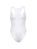 Bonnyshow Sleeveless Backless V Neck Skinny Solid Basic Sexy Tank Bodysuit Women