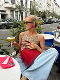 Bonnyshow  Glitter Knitted Women's Tank Top Loose O-neck Hollow Out Casual Vest Tops 2025 Summer Holiday Party Solid Female Waistcoat