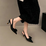 Bonnyshow  Fashion Women Sandals Party Pumps Thin High Heels Elastic Band Black White Rose Summer Shoes Woman Ladie Pumps  high heels