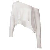 Bonnyshow  Casual Off Shoulder Skew Collar Women's Top Solid Basic 90s Y2k Chic Knitted Crop Shirt Fashion Streetwear Tees