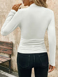 Bonnyshow Women New T-shirt Autumn Streetwear Fashion Long Sleeves O-Neck Tees Sexy Solid Bodycon Versatile Lady Elegant Top Tees Clothing
