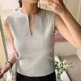 Bonnyshow  Women V-neck Good Quality Breathable Sleeveless Knit Tank Top Spring Summer New In Chic Top  MinimalStyle