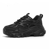 Bonnyshow  New Women New Fashion Platform Sport Shoes Women Summer Black Casual Chunky Sneakers Women Mesh Leather Platform Shoes