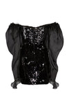 Bonnyshow New Stylished Sparkle Sequined Black Short Cocktail Dresses See Thru Puff Sleeves Floral Women Mini Dresses To Party