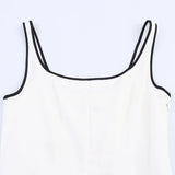 Bonnyshow  Fashion White Pleated Long Dress Women Elegant Sleeveless Square Collar A-line Maxi Dress Lady 2025 Summer Chic Street Vestidos